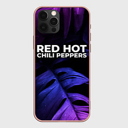 Чехол iPhone 12 Pro Max Red Hot Chili Peppers neon monstera