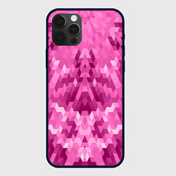 Чехол для iPhone 12 Pro Max Яркий малиново-розовый геометрический узор, цвет: 3D-черный