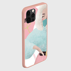 Чехол для iPhone 12 Pro Max Девушка с чашкой, цвет: 3D-светло-розовый — фото 2