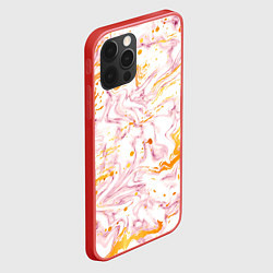 Чехол для iPhone 12 Pro Max Розовый мрамор с оранжевыми прожилками, цвет: 3D-красный — фото 2