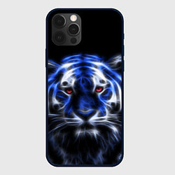 Чехол для iPhone 12 Pro Max Синий неоновый тигр, цвет: 3D-черный