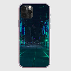 Чехол для iPhone 12 Pro Max Неоновая ночная улица, цвет: 3D-серый