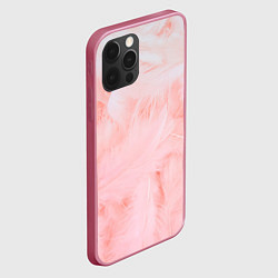 Чехол для iPhone 12 Pro Max Aesthetic visual art pink feathers, цвет: 3D-малиновый — фото 2