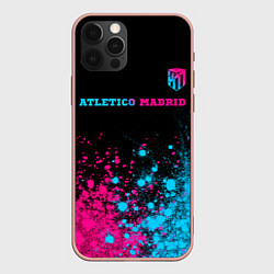 Чехол для iPhone 12 Pro Max Atletico Madrid - neon gradient: символ сверху, цвет: 3D-светло-розовый