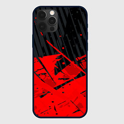 Чехол для iPhone 12 Pro Max Красные брызги на черном фоне, цвет: 3D-черный