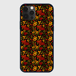 Чехол для iPhone 12 Pro Max Хохлома - красная рябина, цвет: 3D-черный