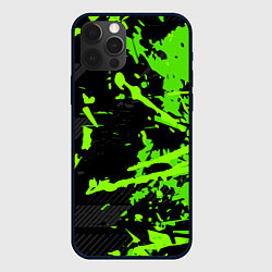 Чехол для iPhone 12 Pro Max Black & Green, цвет: 3D-черный