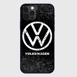 Чехол для iPhone 12 Pro Max Volkswagen с потертостями на темном фоне, цвет: 3D-черный