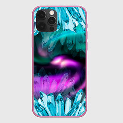 Чехол для iPhone 12 Pro Max Кристаллы и северное сияние, цвет: 3D-малиновый