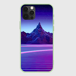 Чехол для iPhone 12 Pro Max Neon mountains - Vaporwave, цвет: 3D-салатовый