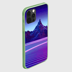 Чехол для iPhone 12 Pro Max Neon mountains - Vaporwave, цвет: 3D-салатовый — фото 2