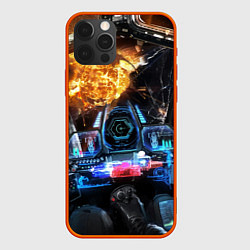 Чехол для iPhone 12 Pro Max Космическая схватка из кабины пилота, цвет: 3D-красный
