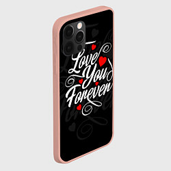Чехол для iPhone 12 Pro Max Love you forever, hearts, patterns, цвет: 3D-светло-розовый — фото 2