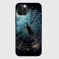 Чехол iPhone 12 Pro Max Halloween - паутина на фоне мрачного неба