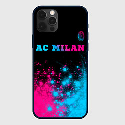 Чехол для iPhone 12 Pro Max AC Milan - neon gradient: символ сверху, цвет: 3D-черный