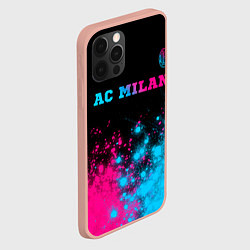 Чехол для iPhone 12 Pro Max AC Milan - neon gradient: символ сверху, цвет: 3D-светло-розовый — фото 2