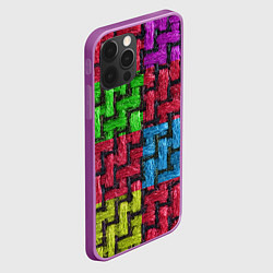 Чехол для iPhone 12 Pro Max Грубая вязка - цветная клетка - fashion 2044, цвет: 3D-сиреневый — фото 2