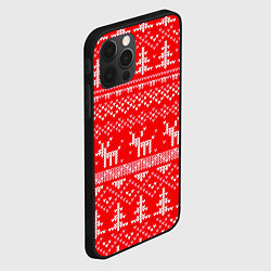 Чехол для iPhone 12 Pro Max Рождественский красный свитер с оленями, цвет: 3D-черный — фото 2