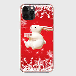 Чехол iPhone 12 Pro Max Новогодний объемный кролик