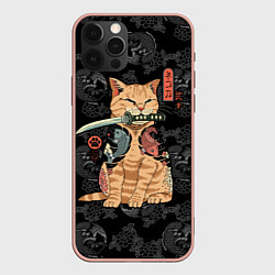 Чехол для iPhone 12 Pro Max Кот самурай - Якудза, цвет: 3D-светло-розовый