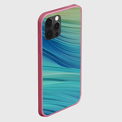 Чехол для iPhone 12 Pro Max Абстрактные синезелёные волны, цвет: 3D-малиновый — фото 2
