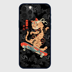 Чехол для iPhone 12 Pro Max Кот самурай на скейтборде, цвет: 3D-черный