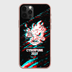 Чехол iPhone 12 Pro Max Cyberpunk 2077 в стиле glitch и баги графики на те