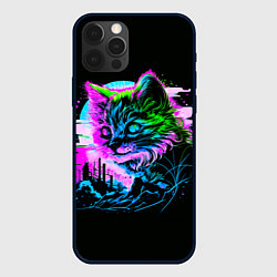 Чехол для iPhone 12 Pro Max Неоновый котёнок поп-арт, цвет: 3D-черный