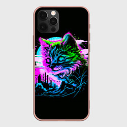 Чехол iPhone 12 Pro Max Неоновый котёнок поп-арт