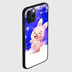 Чехол для iPhone 12 Pro Max Заяц и снежинки, цвет: 3D-черный — фото 2