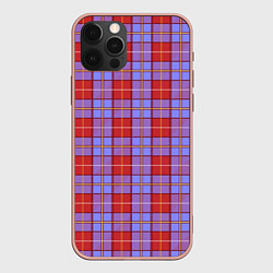 Чехол iPhone 12 Pro Max Ткань Шотландка красно-синяя