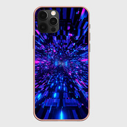 Чехол iPhone 12 Pro Max Киберпанк синий неоновый тоннель