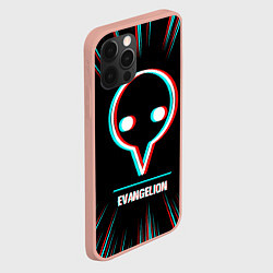 Чехол для iPhone 12 Pro Max Символ Evangelion в стиле glitch на темном фоне, цвет: 3D-светло-розовый — фото 2