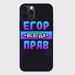 Чехол iPhone 12 Pro Max Егор всегда прав - неоновые соты