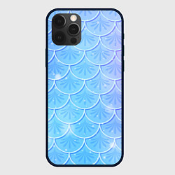 Чехол iPhone 12 Pro Max Голубая чешуя русалки - паттерн