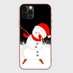 Чехол для iPhone 12 Pro Max Снеговик dab, цвет: 3D-светло-розовый
