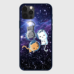 Чехол для iPhone 12 Pro Max Три котика в открытом космосе, цвет: 3D-черный