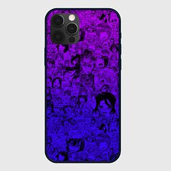 Чехол для iPhone 12 Pro Max Ахегао яркий градиент, цвет: 3D-черный