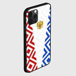 Чехол для iPhone 12 Pro Max Russia sport ромбы и герб, цвет: 3D-черный — фото 2