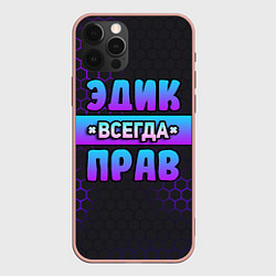 Чехол для iPhone 12 Pro Max Эдик всегда прав - неоновые соты, цвет: 3D-светло-розовый