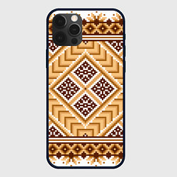 Чехол для iPhone 12 Pro Max Индейский пиксельный орнамент, цвет: 3D-черный