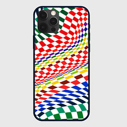 Чехол для iPhone 12 Pro Max Разноцветная оптическая иллюзия, цвет: 3D-черный