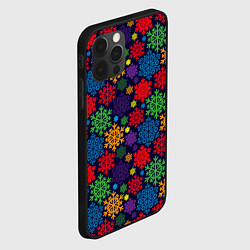 Чехол для iPhone 12 Pro Max Снежинки разноцветные, цвет: 3D-черный — фото 2