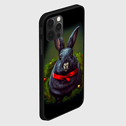 Чехол для iPhone 12 Pro Max Черный водяной кролик с ленточкой, цвет: 3D-черный — фото 2