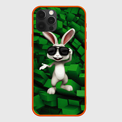 Чехол для iPhone 12 Pro Max Прикольный заяц в тёмных очках, цвет: 3D-красный