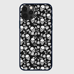 Чехол для iPhone 12 Pro Max Череп и розы с шипами, цвет: 3D-черный