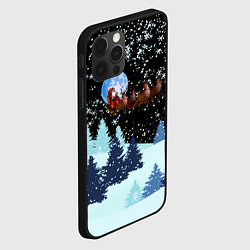 Чехол для iPhone 12 Pro Max Санта на оленях в ночном небе, цвет: 3D-черный — фото 2