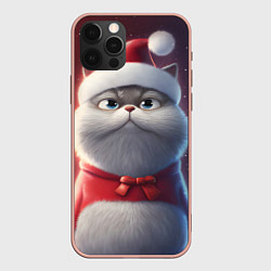 Чехол iPhone 12 Pro Max Новогодний кот в шапке
