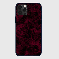 Чехол для iPhone 12 Pro Max Черный и бордовый мраморный узор, цвет: 3D-черный