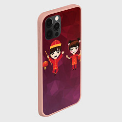 Чехол для iPhone 12 Pro Max Аниме мальчик и девочка празднуют китайский новый, цвет: 3D-светло-розовый — фото 2